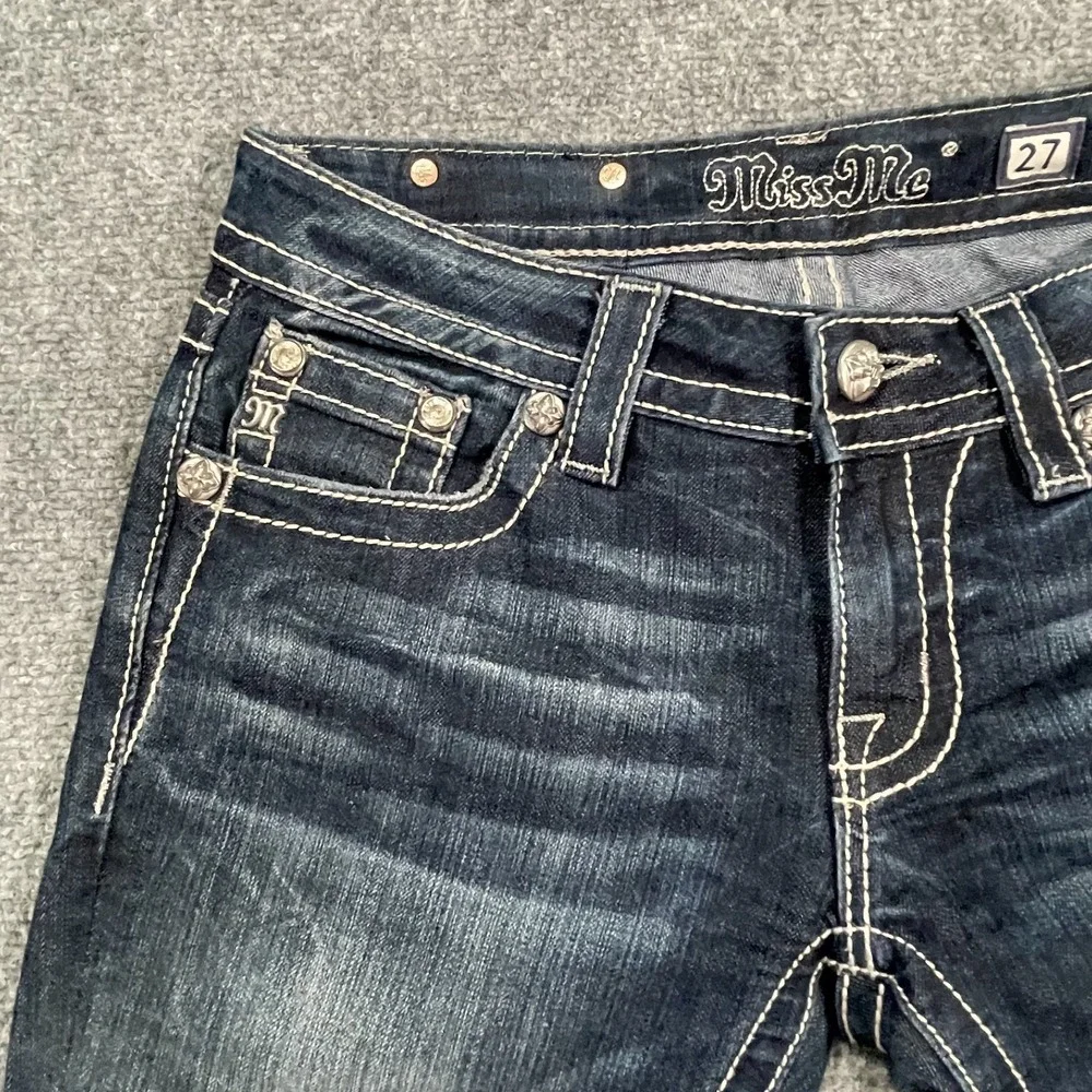 Miss Me Women's Bling Demin Embroidered Jeans Size 27 Embellished Peace Groovy - Picture 6 of 16